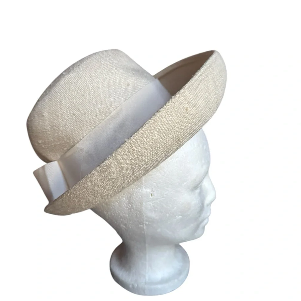 1950s‎ Union Made Linen Bucket Style w/Bow Wide Brim Hat - Picture 2 of 8